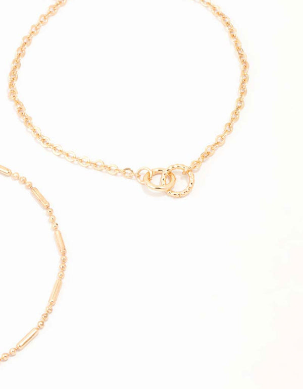 Gold Linked Circle & Chain Bracelets 2-Pack
