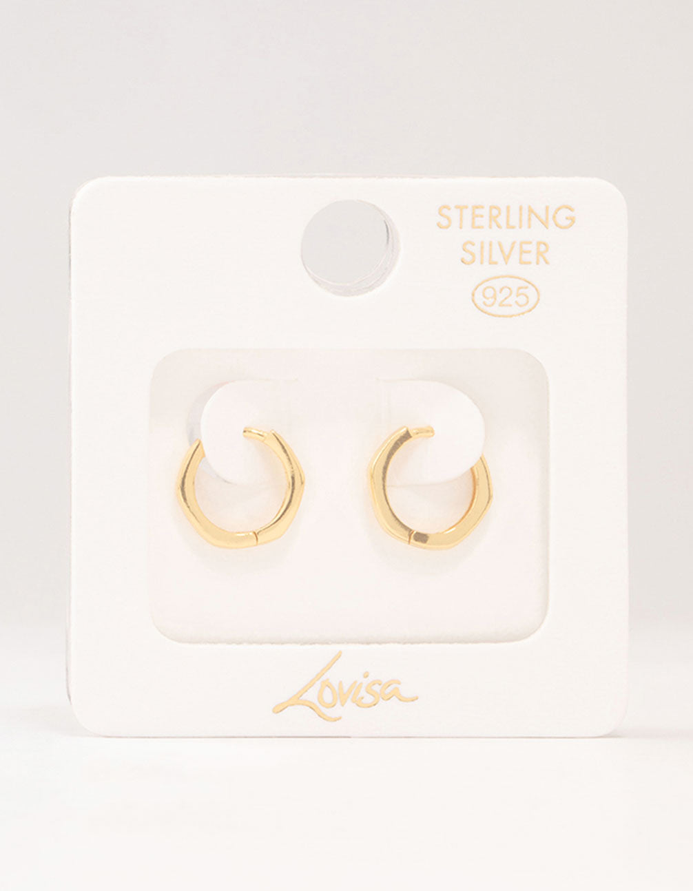 Gold Plated Sterling Silver Mini Hexagon Hoop Earrings