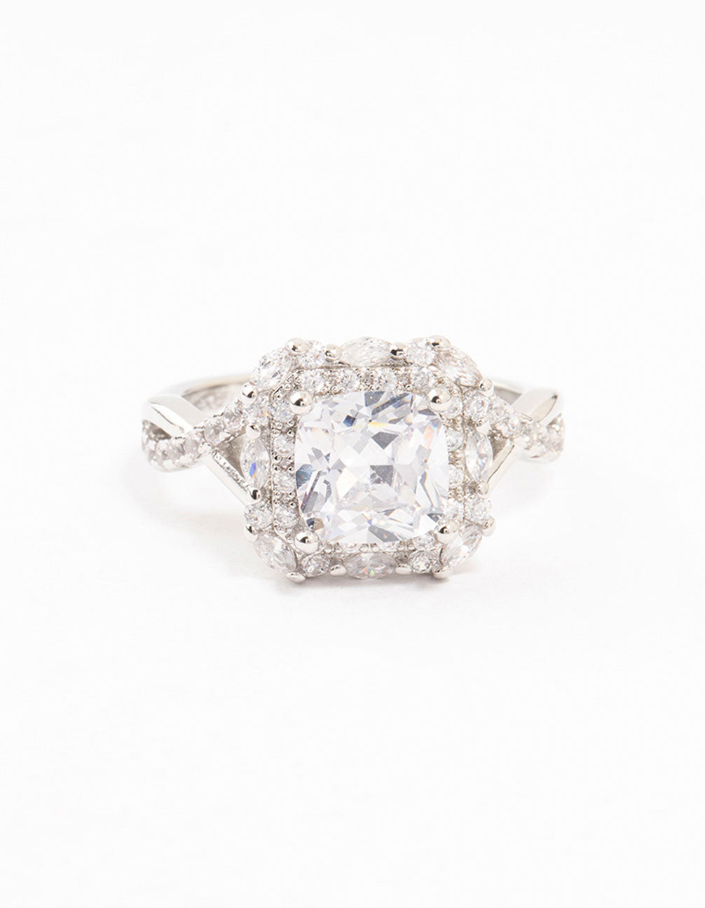Silver Princess Cubic Zirconia Halo Ring
