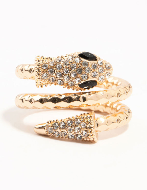 Gold Bling Snake Wrapped Ring