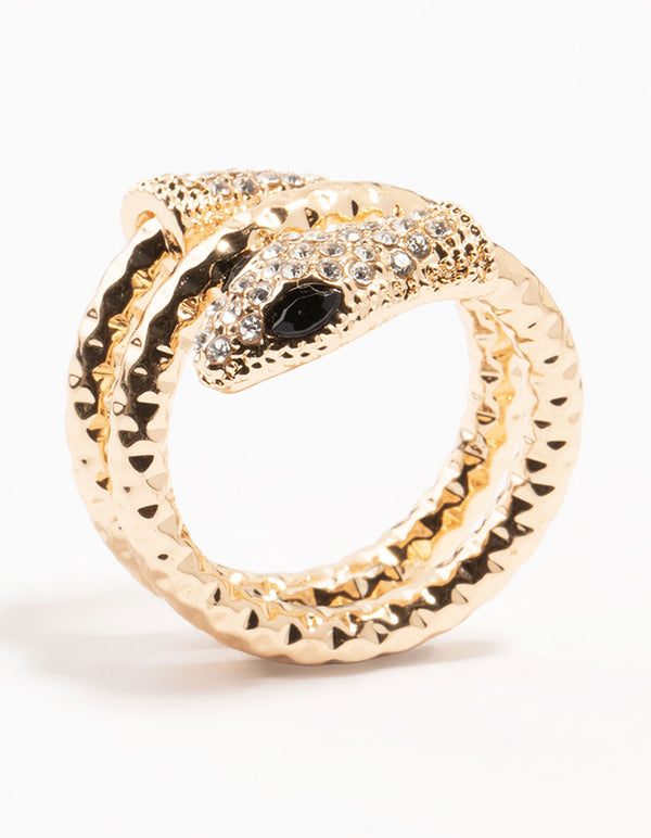 Gold Bling Snake Wrapped Ring