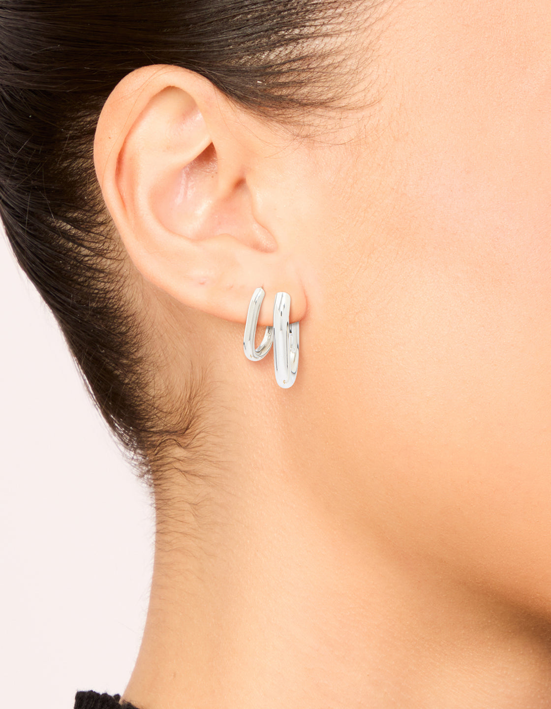 Waterproof Stainless Steel Square Oval Hoop Earrings 2-Pack
