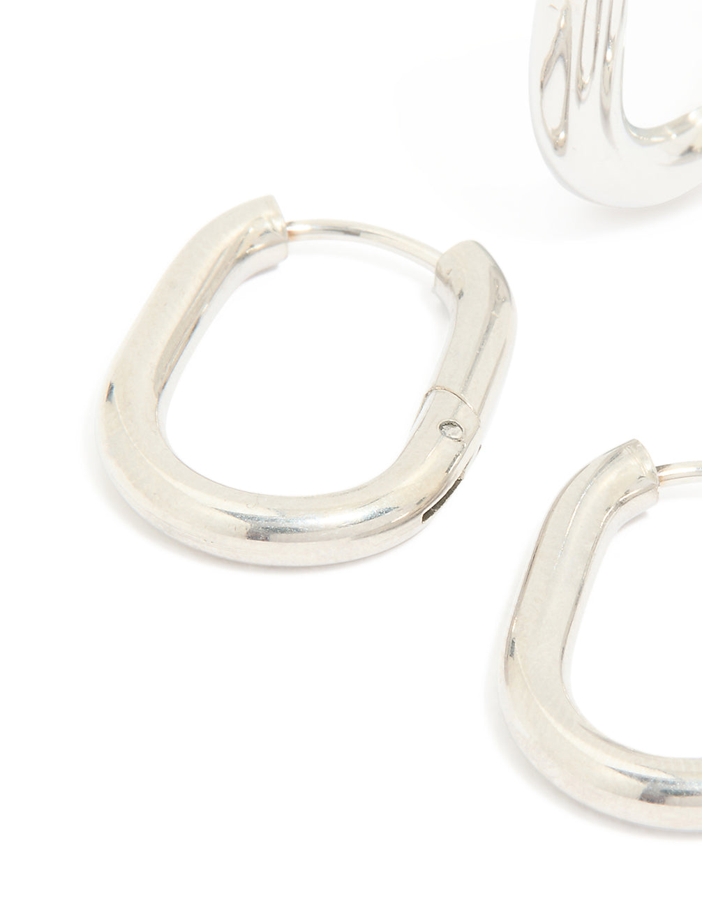 Waterproof Stainless Steel Square Oval Hoop Earrings 2-Pack