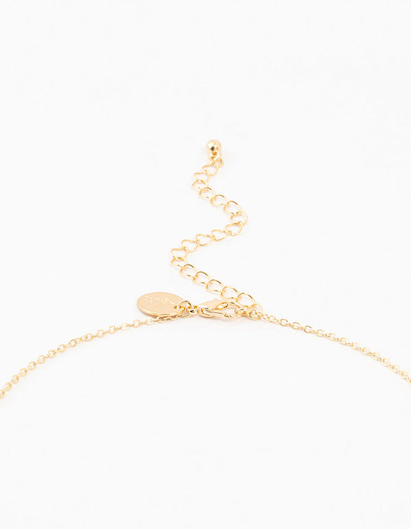 Gold Plated Blue Diamante Edge Mary Necklace