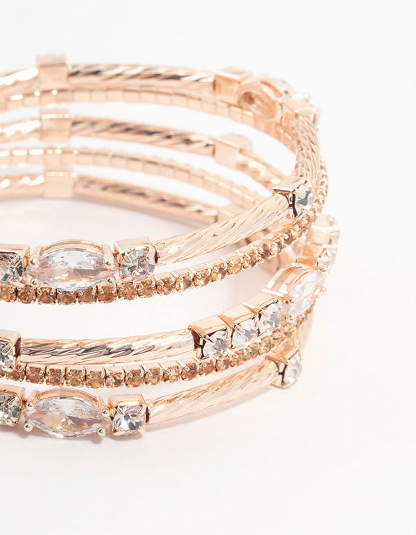 Rose Gold Layered Diamante Wrist Cuff