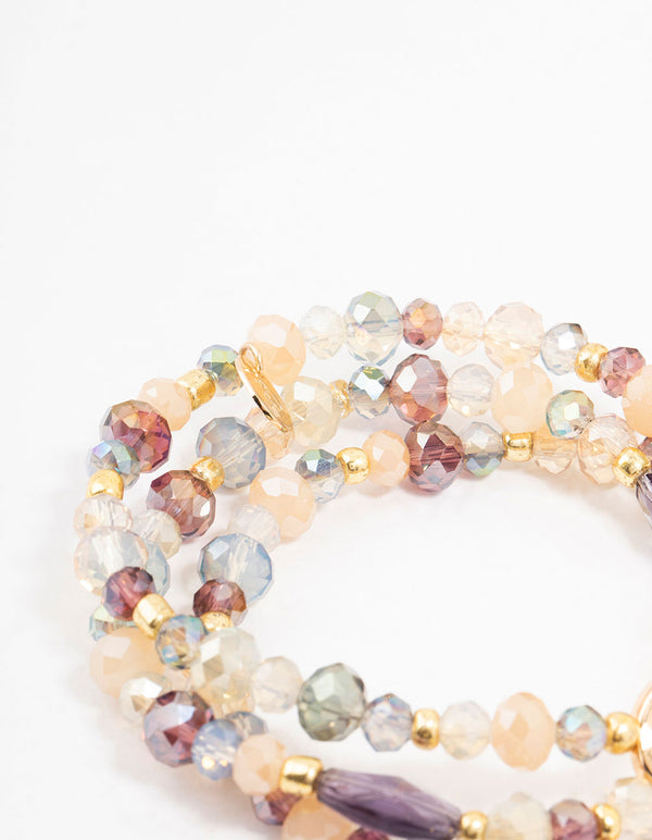 Faceted Bead Layered Stretch Bracelet