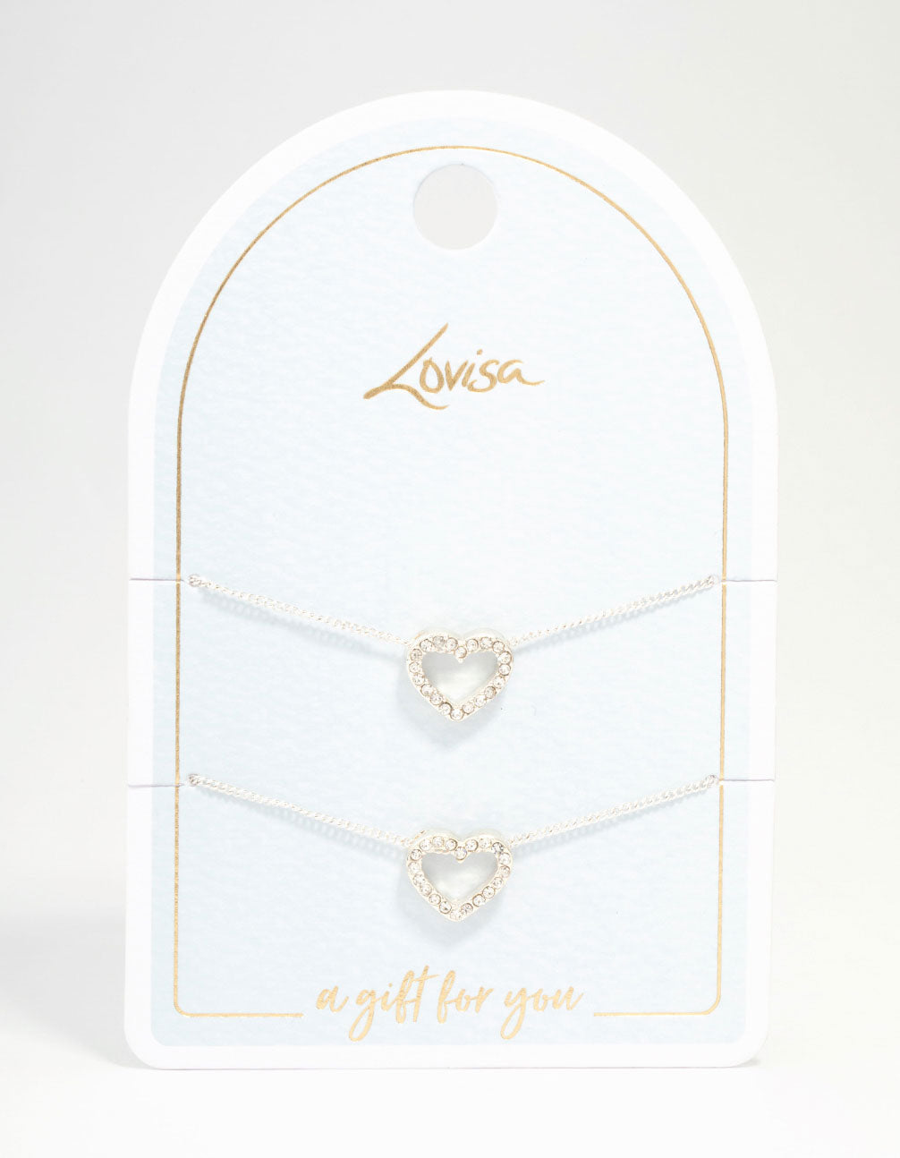 Silver Open Heart Diamante Bracelets 2-Pack