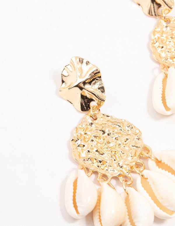 Gold Molten Genuine Shell Drop Earrings
