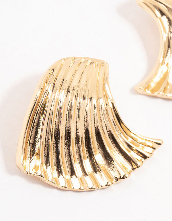 Gold Molten Wrapped Stud Earrings