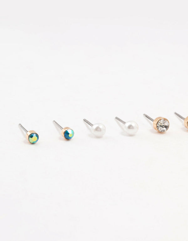 Gold Sea Stud Earrings 5-Pack