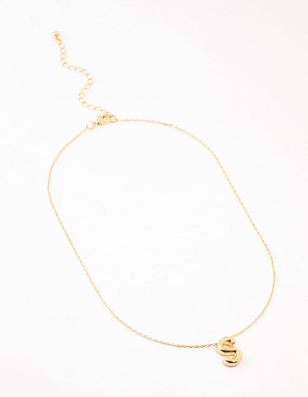 Gold Plated Bubble S Letter Necklace