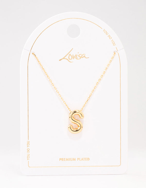 Gold Plated Bubble S Letter Necklace