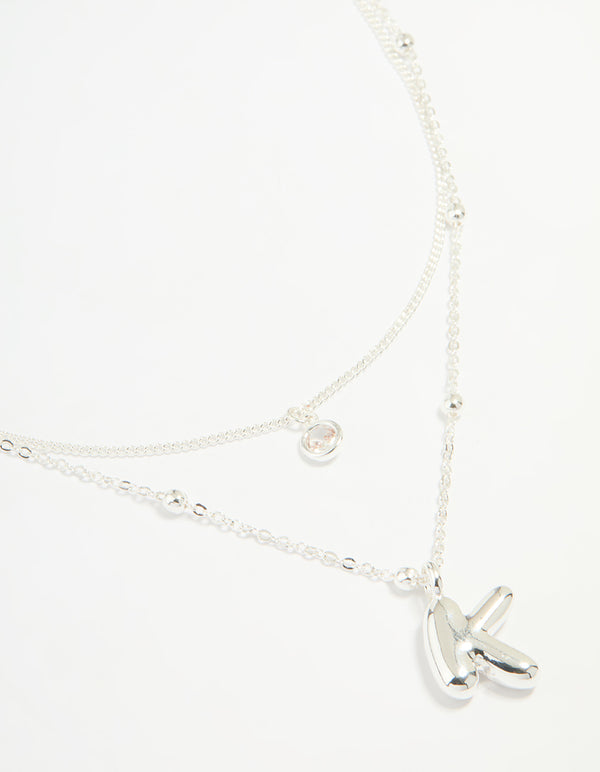 Gold Plated Bubble Letter K Necklace