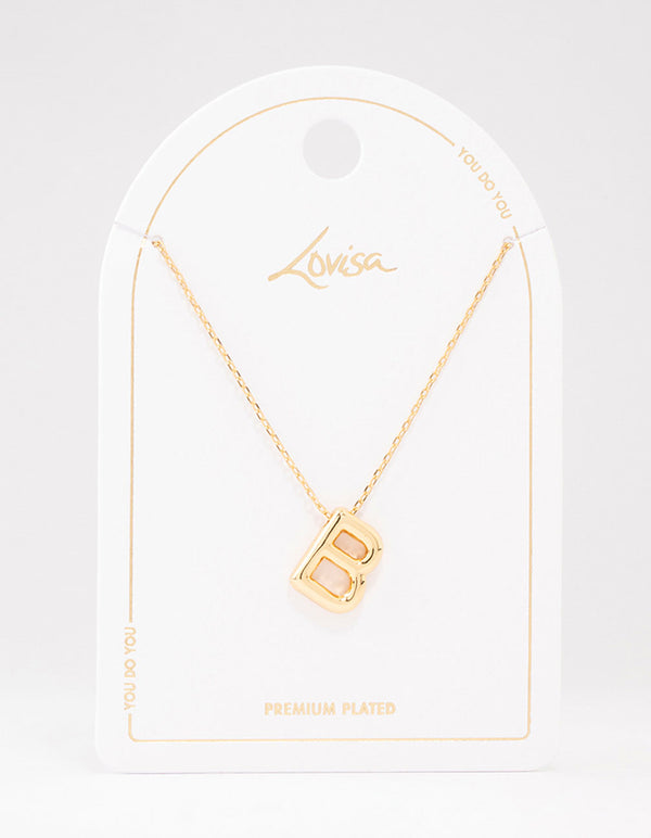 Gold Plated Bubble Letter B Necklace