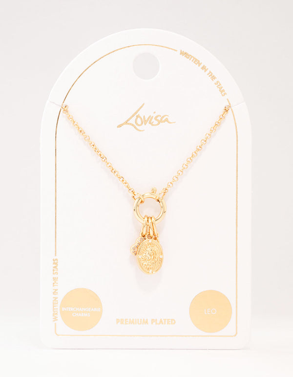 Gold Plated Leo Charm Necklace