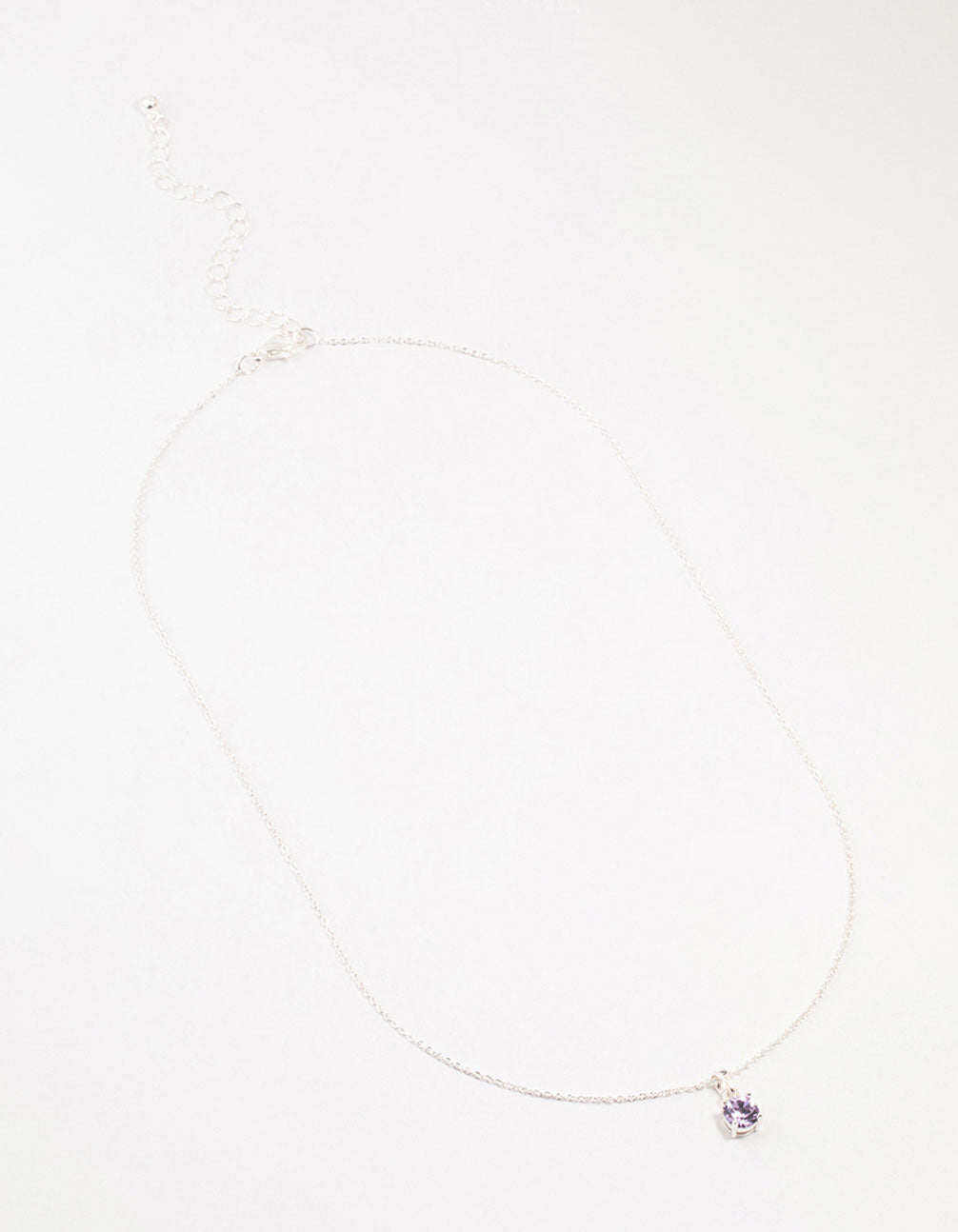 Silver Purple Solitaire Czech Bohemia Crystal Necklace