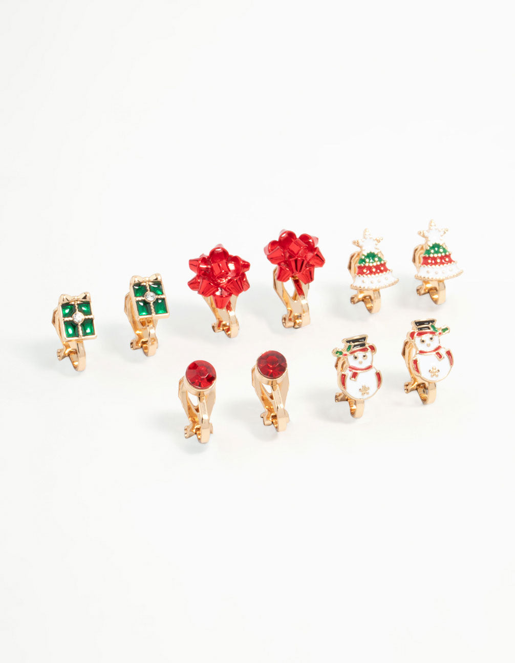 Kids Snowmen & Bells Clip On Earrings 5-Pack