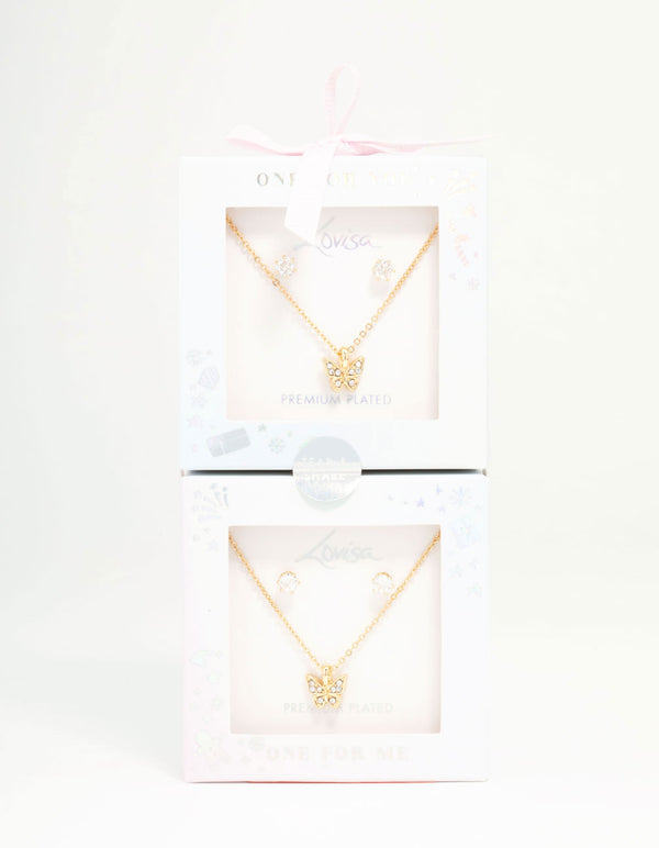 Kids Diamante Butterfly Jewellery Set