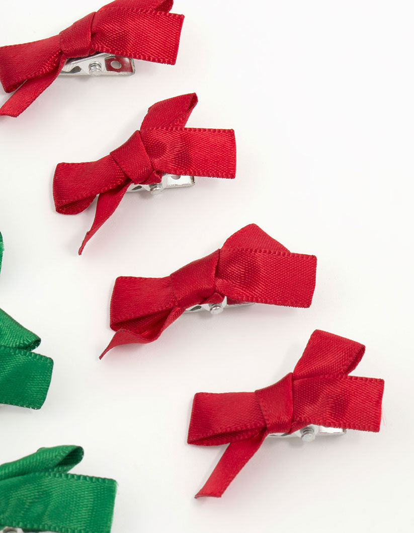 Kids Fabric Bow Hair Clips 8-Pack