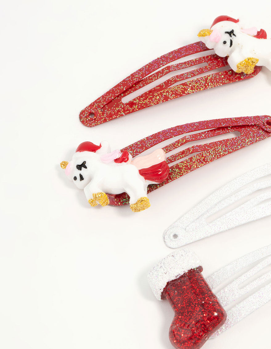 Kids Unicorn & Gingerbread Man Snap Clips 6-Pack