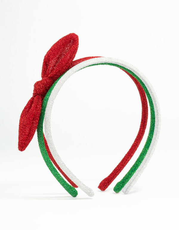 Festive Fabric Bow Headbands 3-Pack