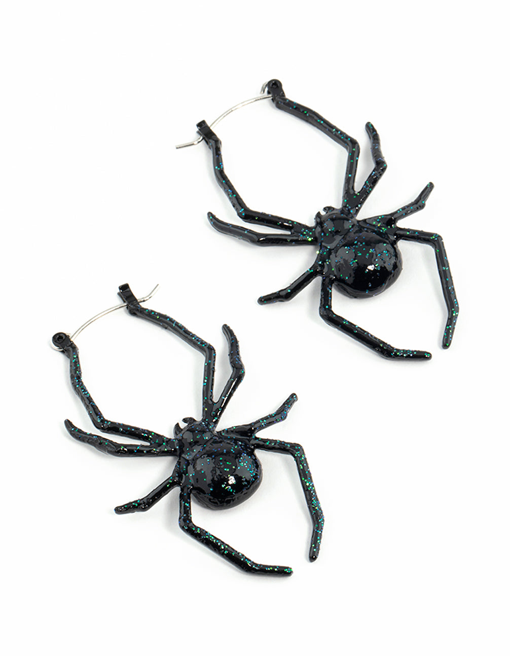 Black Coated Metal Spider Hoop Earrings