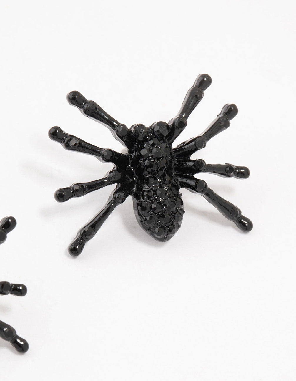 Black Coated Statement Spider Stud Earrings