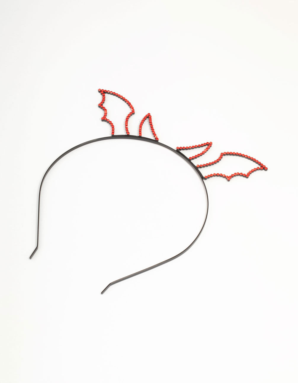 Red Diamante Devil Horn Black Headband