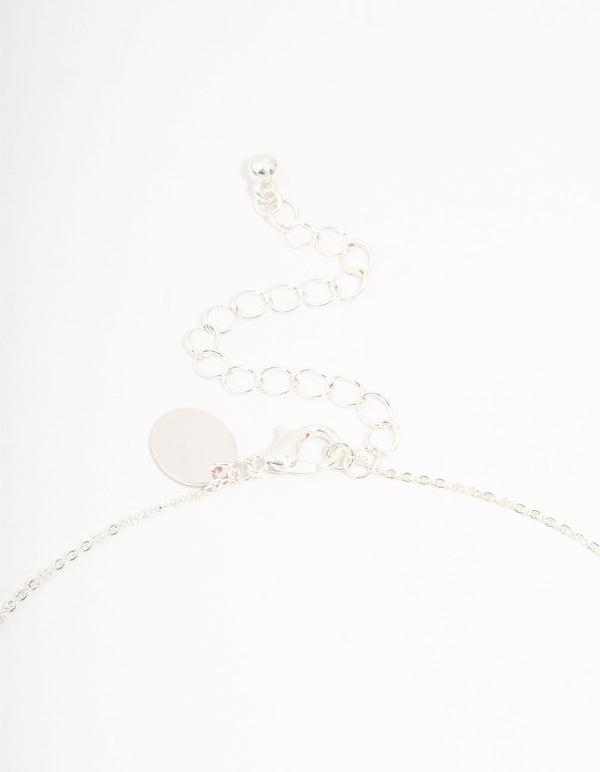 Silver Plated Bow & Pear Shaped Cubic Zirconia Drop Necklace