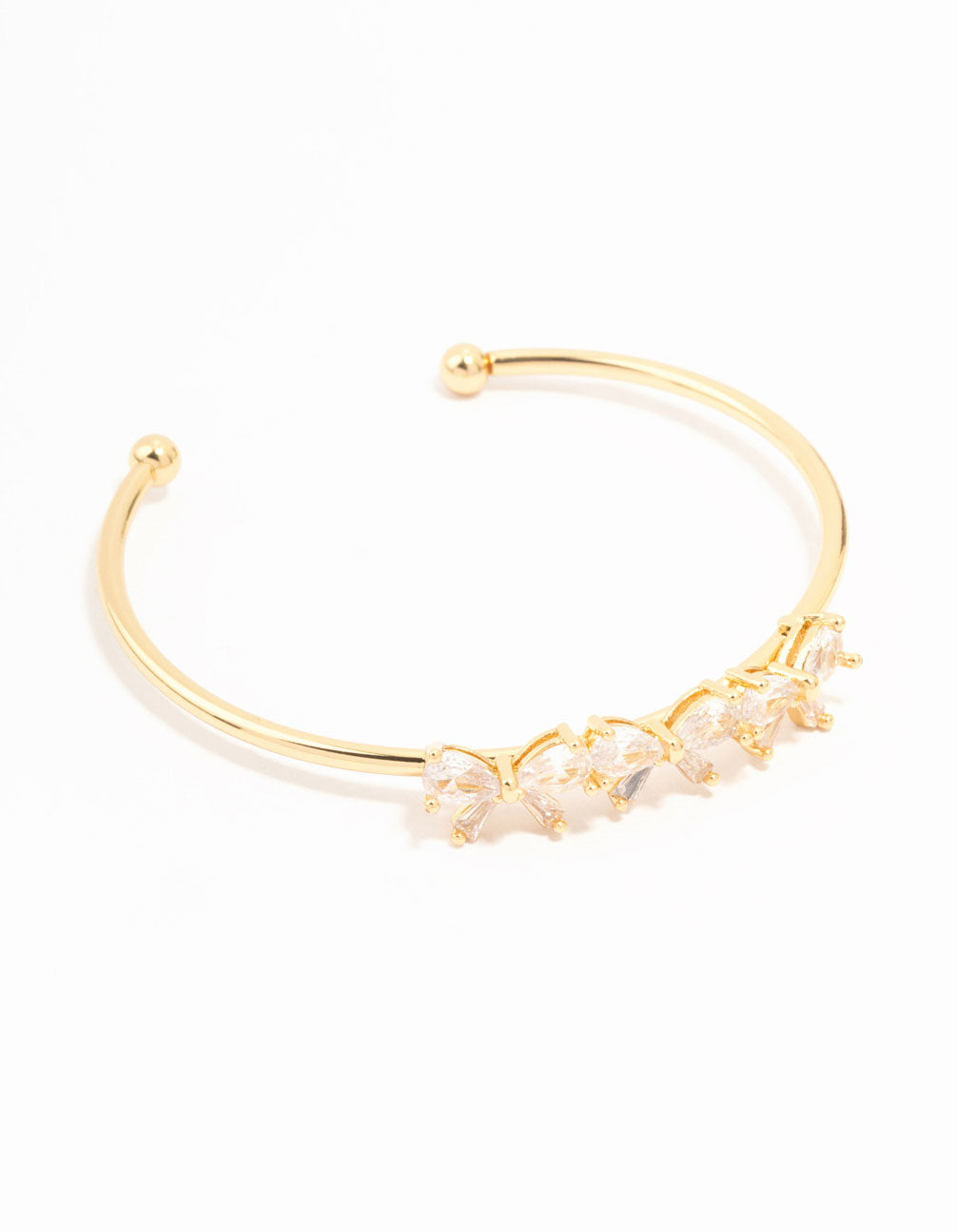 Real Gold Plated Trio Cubic Zirconia Bow Wrist Cuff
