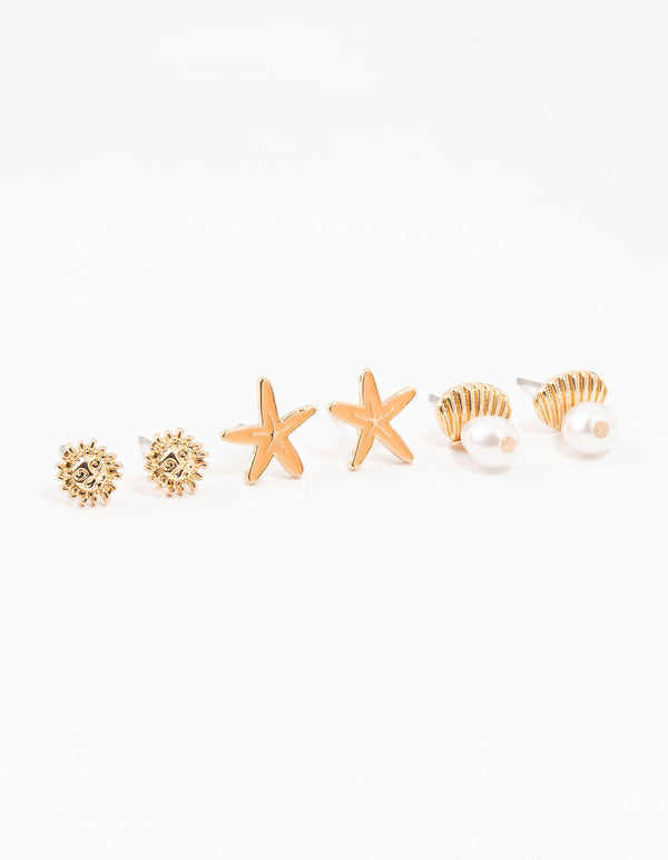Gold Beachy Earrings 3-Pack