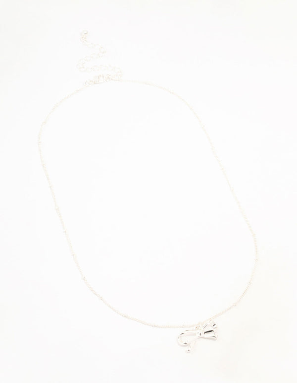 Silver Plated Bow & Ball Chain Necklace