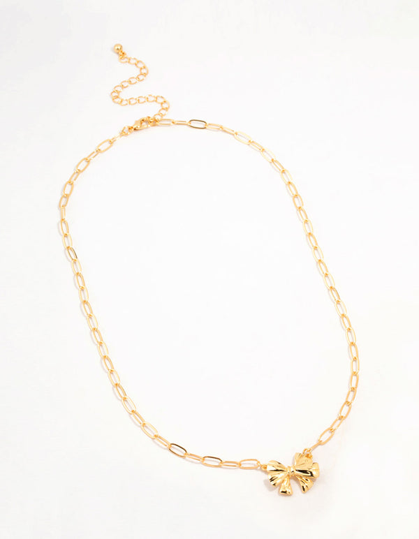 Gold Plated Bow Link Necklace