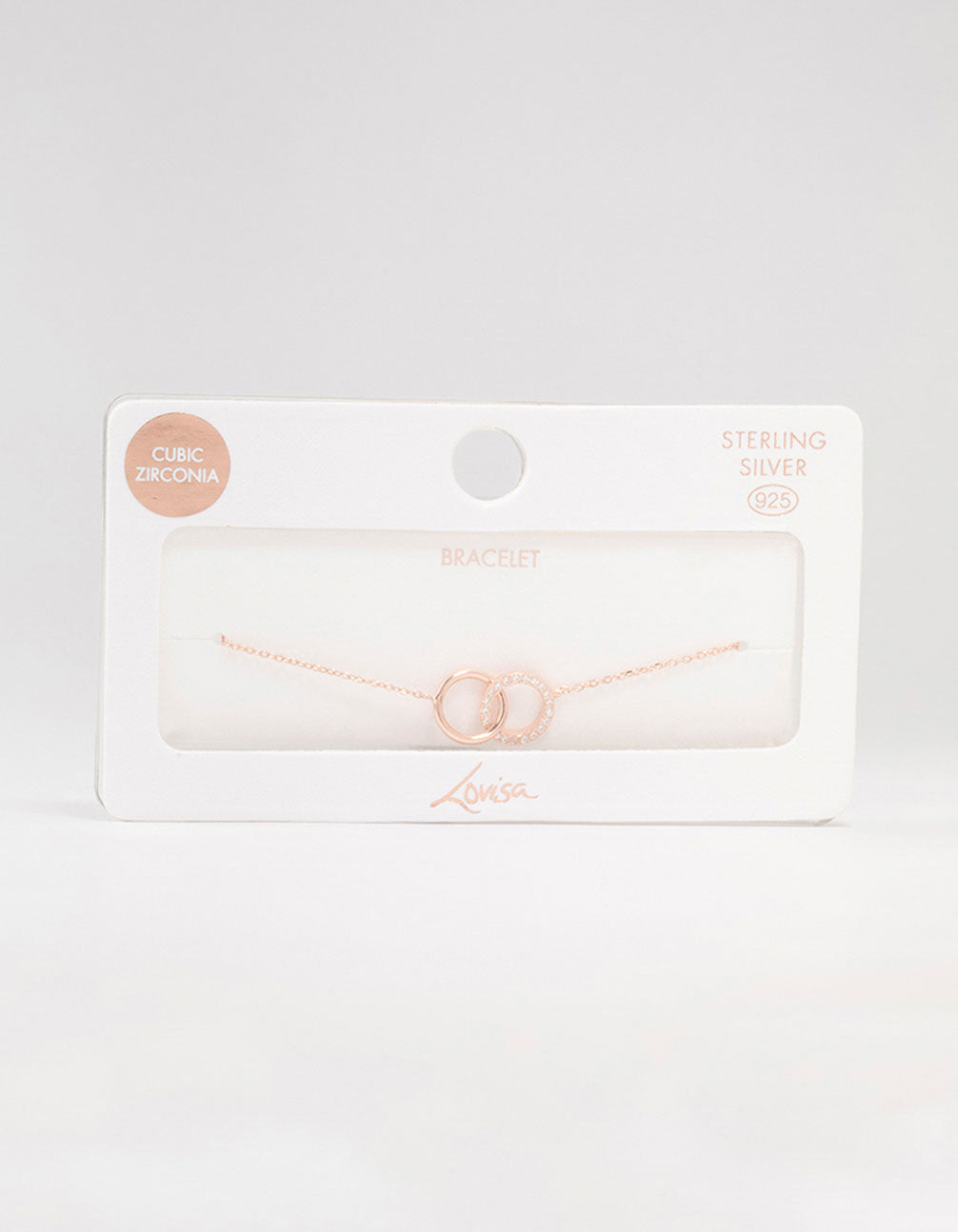 Rose Gold Plated Sterling Silver Pave Link Hoop Bracelet