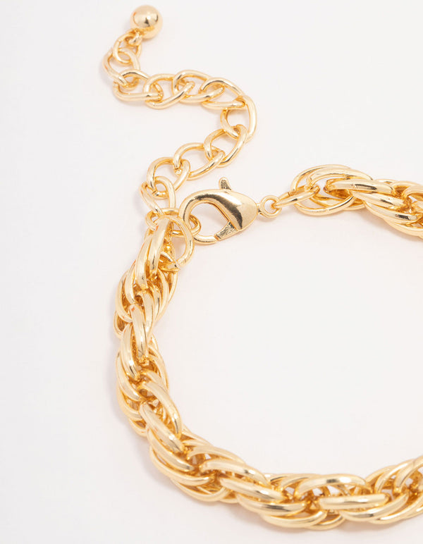 Gold Plated Chunky Rope Chain Bracelet