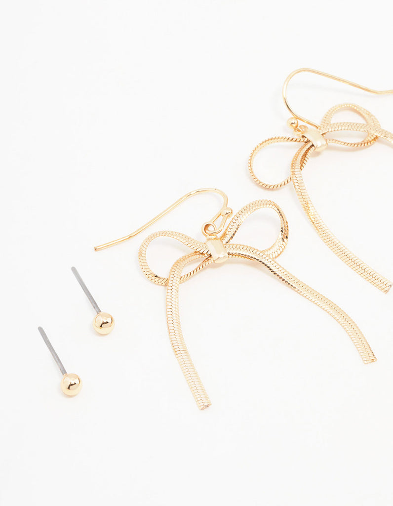 Rose Gold 3 Tier Bow Earrings