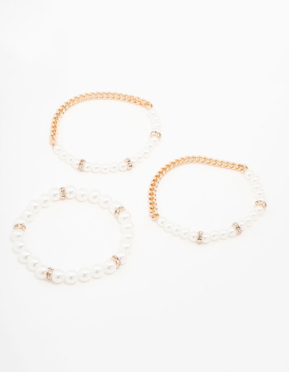 Gold Beaded Pearl Stretch Bracelet Pack