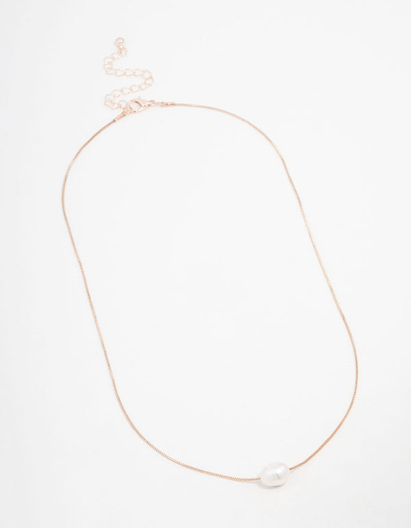 Rose Gold Plated Freshwater Pearl Pendant Necklace