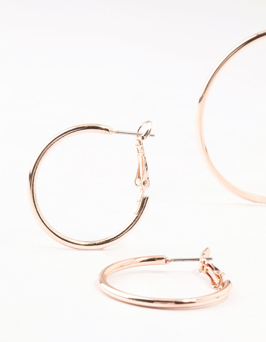 Rose Gold Plated Plain Hoop Earrings 3-Pack