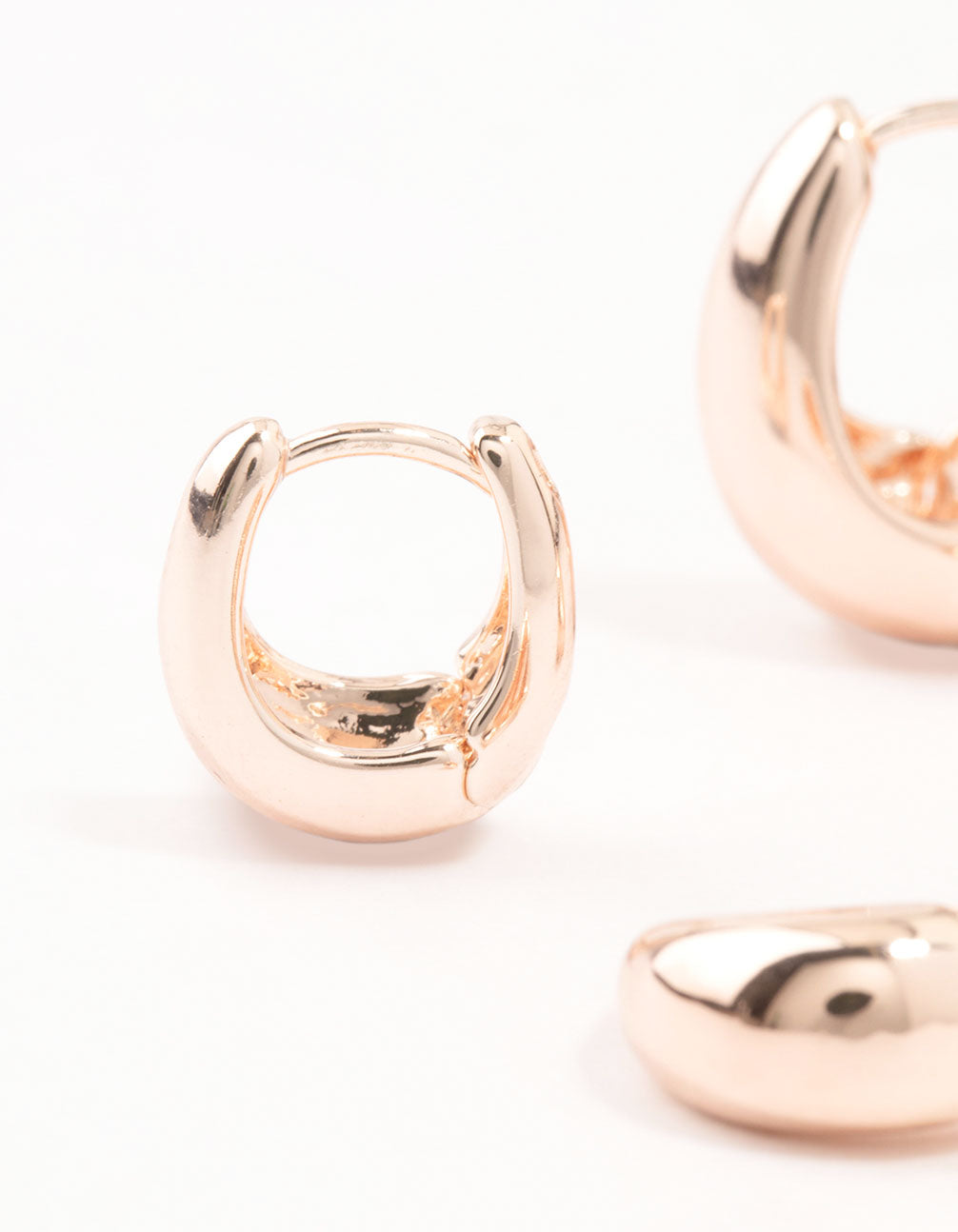 Rose Gold Plated Small & Medium Oval Huggie Earrings Pack