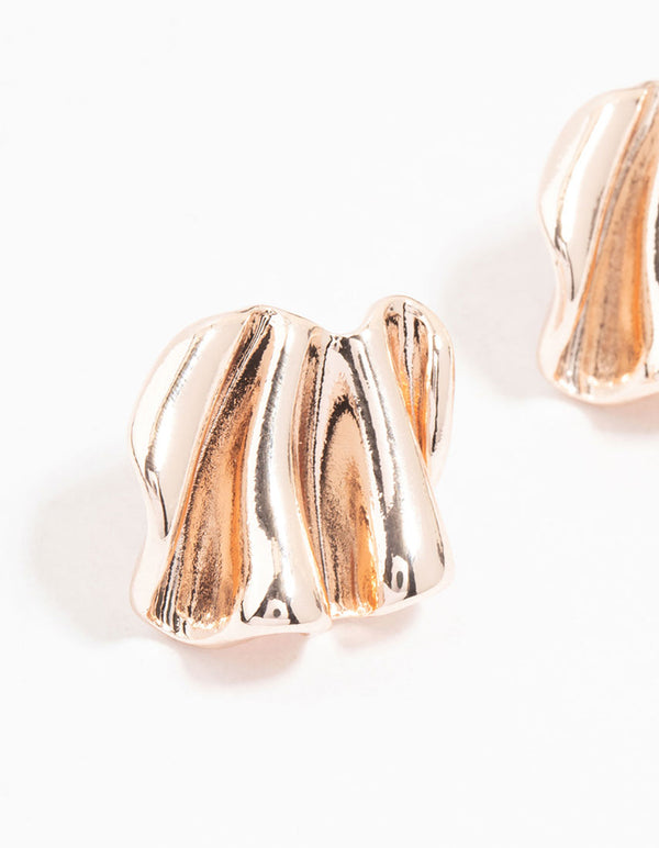 Rose Gold Plated Mini Wave Fan Stud Earrings