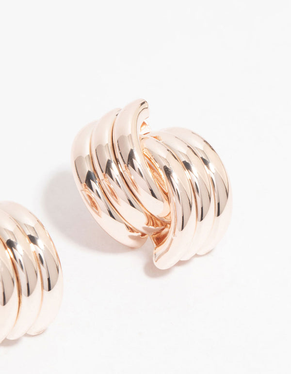 Rose Gold Plated Knotted Stud Earrings