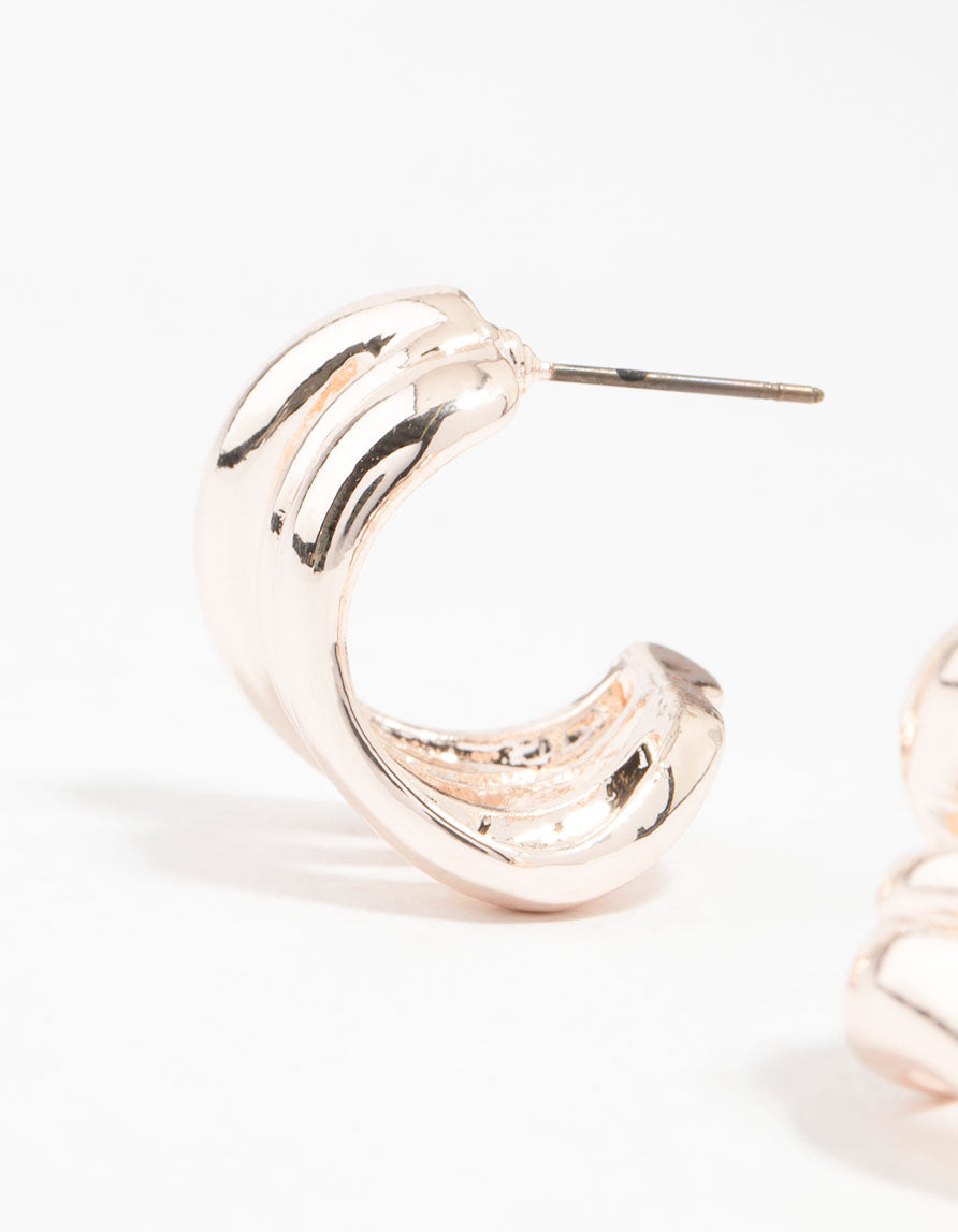 Rose Gold Plated Open Wavy Stud Earrings
