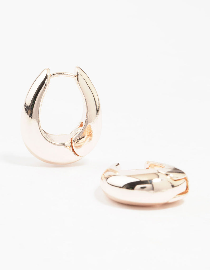 Rose Gold Plated Chunky Oval Huggie Earrings Lovisa