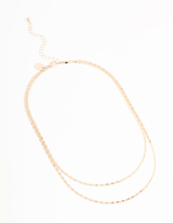 Rose Gold Plated & Black Vintage Chain Layered Necklace