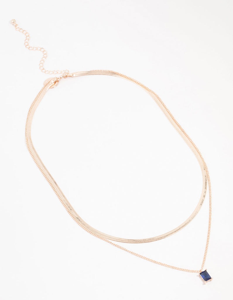 Rose Gold Plated Baguette Snake Layered Necklace 2Pack Lovisa