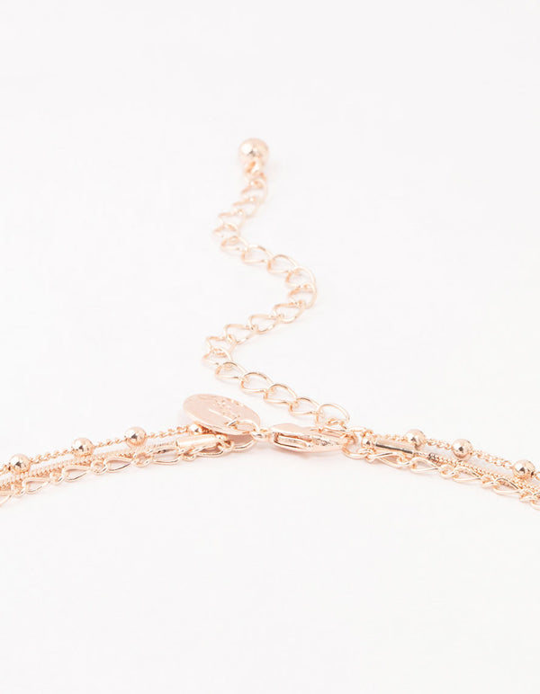 Rose Gold Plated Plated Sterling Silver Pendant Layered Necklace