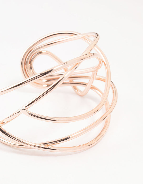 Rose Gold Plated Organic Wire Wrist Cuff