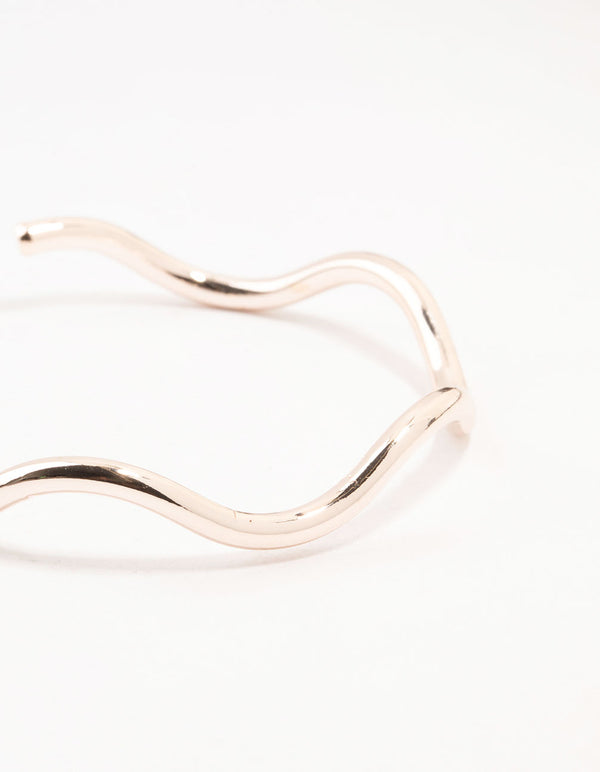 Rose Gold Plated Wavy Wrist Cuff