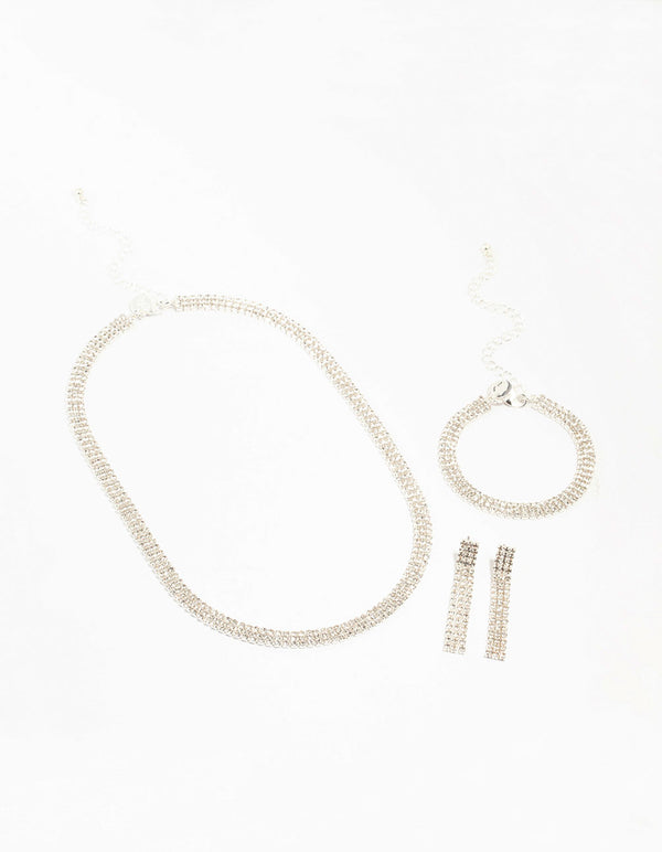 Silver Diamante Cupchain Jewellery Set